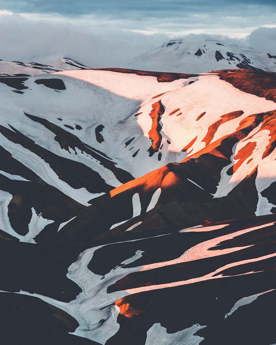 mountain snow capped mountain during golden hour iceland
