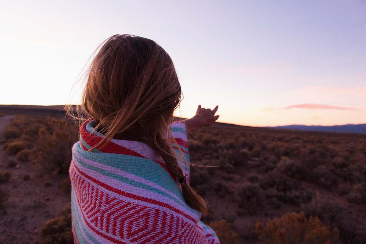human woman covering with blanket person