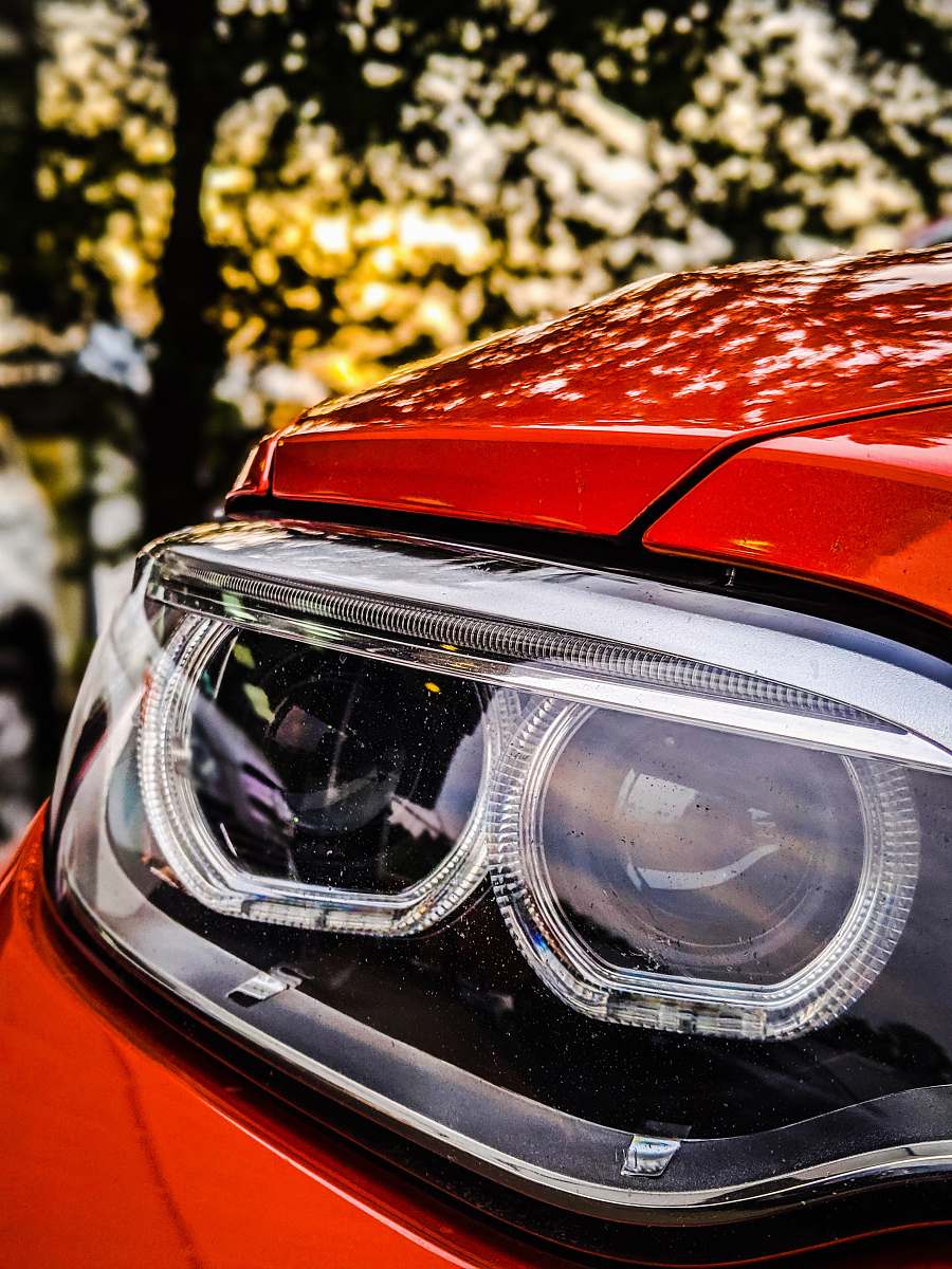light vehicle headlight in close up photo headlight