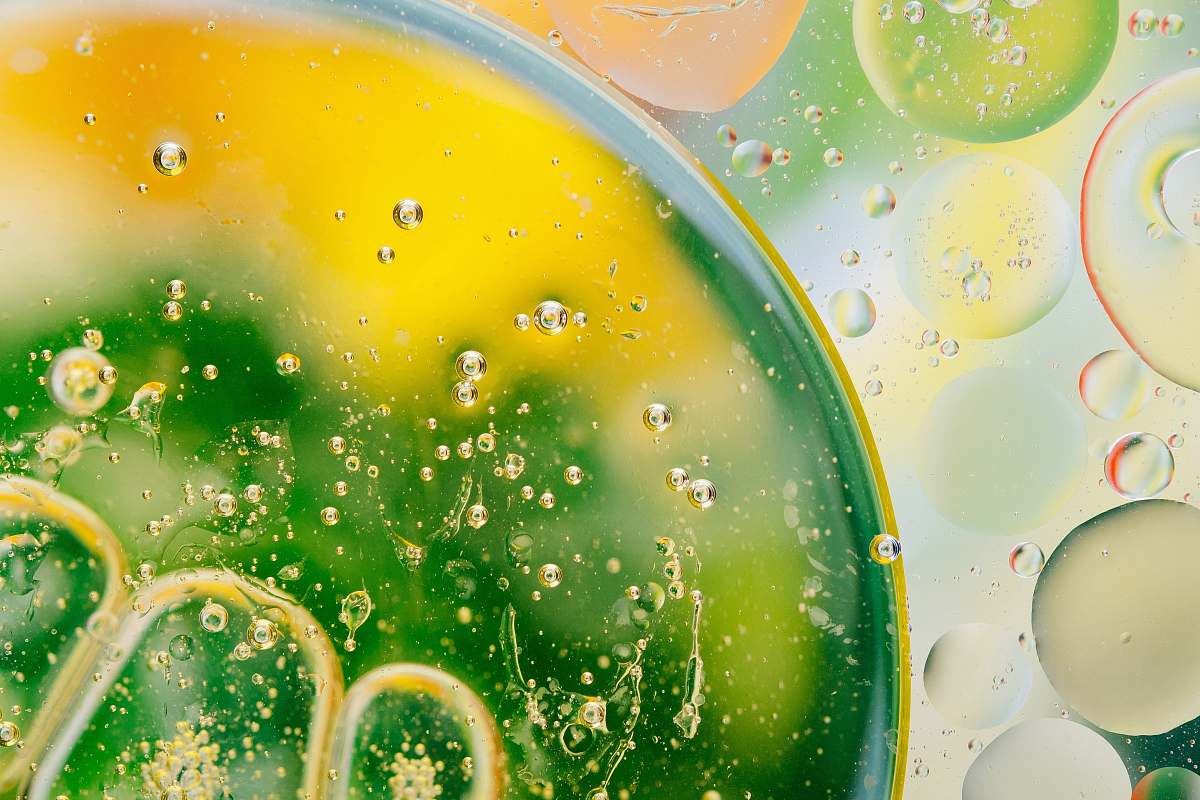 abstract green and yellow liquid art
