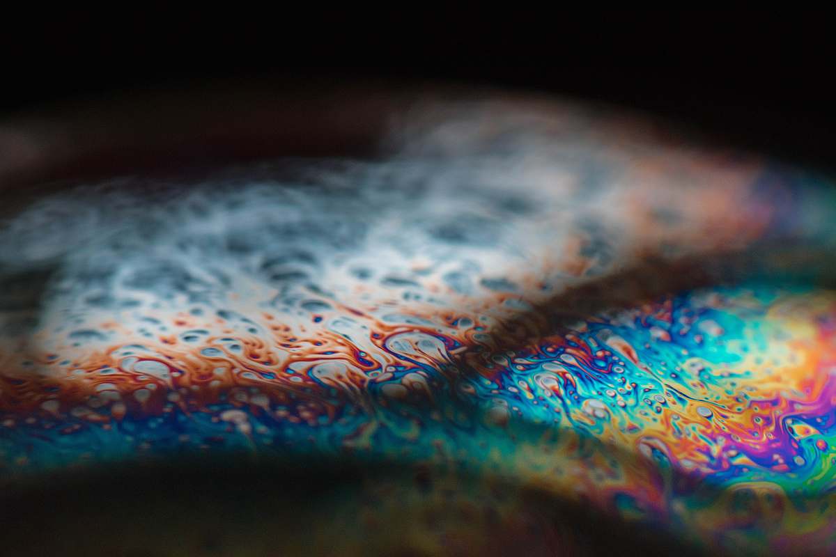 colour blue and multicolored surface paint