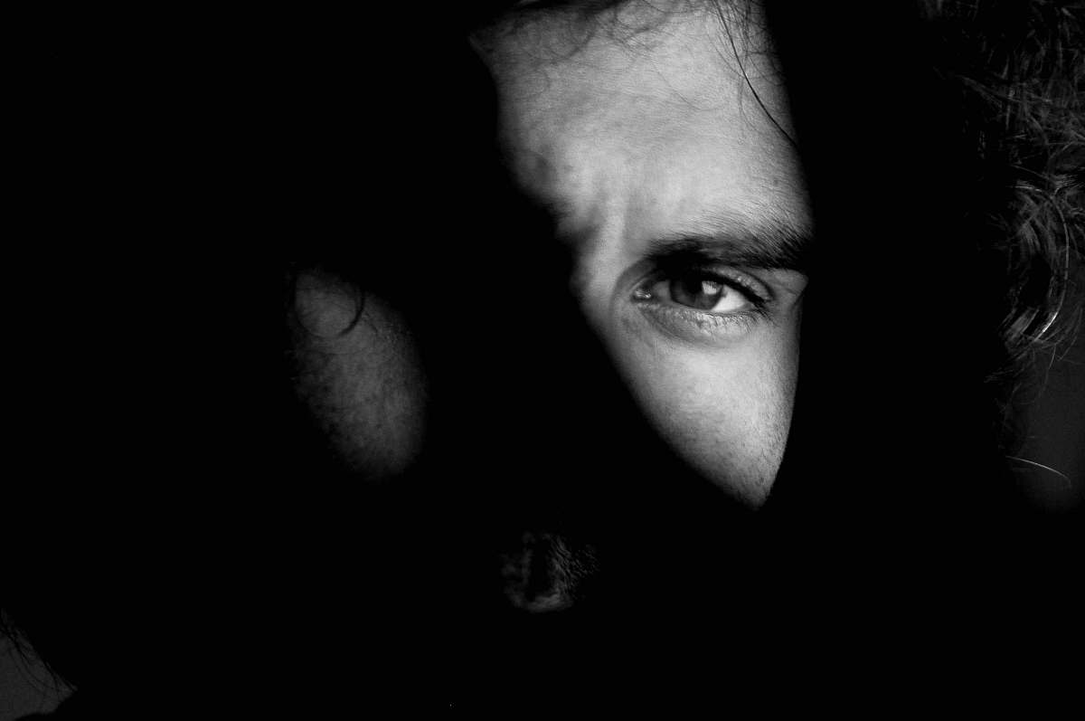 person grayscale photo of man face