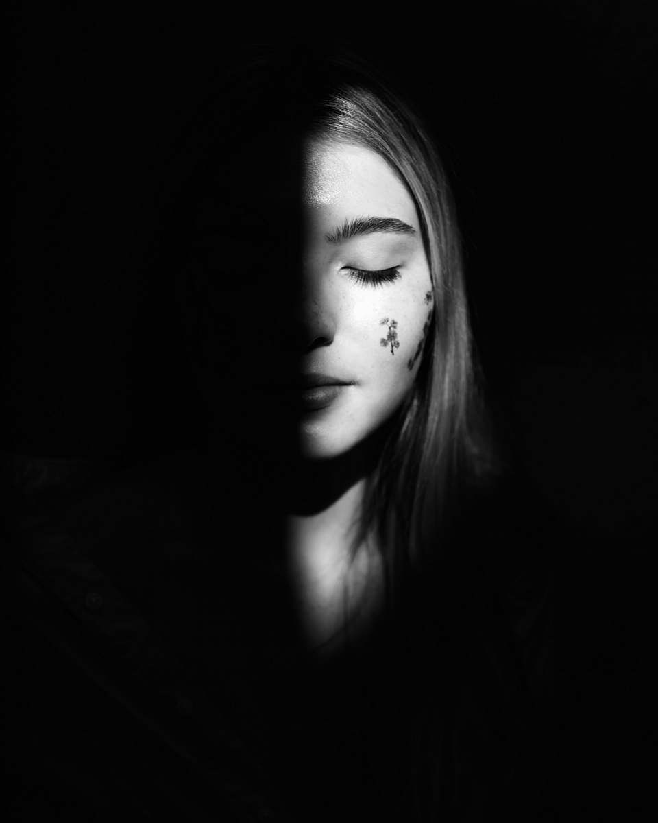 person grayscale photography of woman face