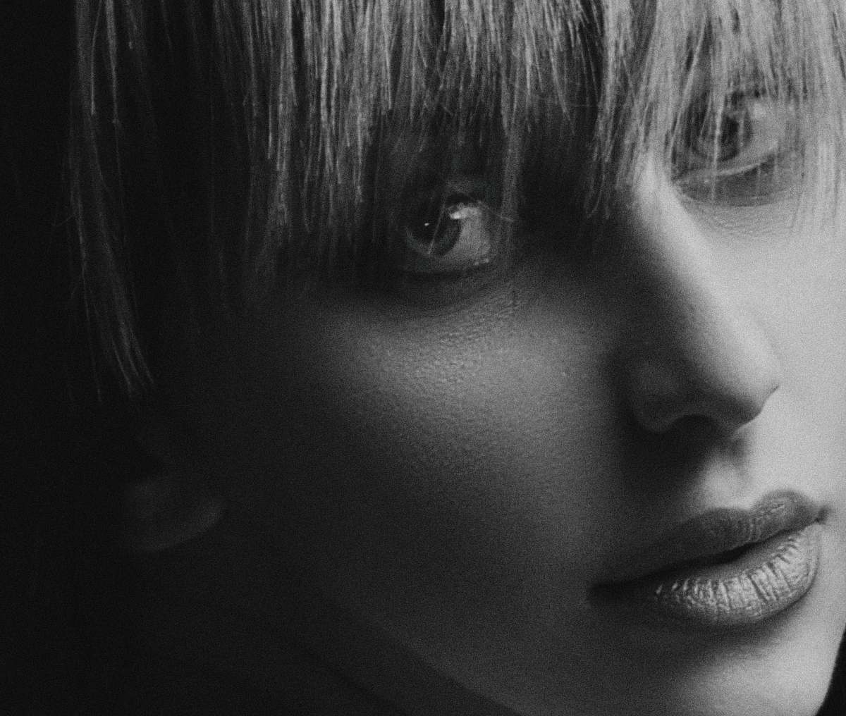 face grayscale photography of woman's face human
