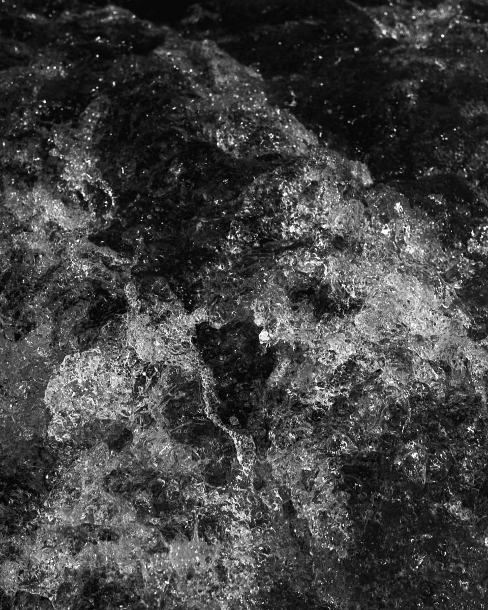 rock black and white abstract painting outer space