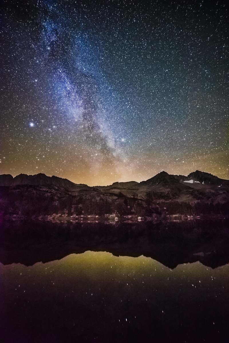 outdoors starry night sky over the mountain by the glassy lake android backgrounds