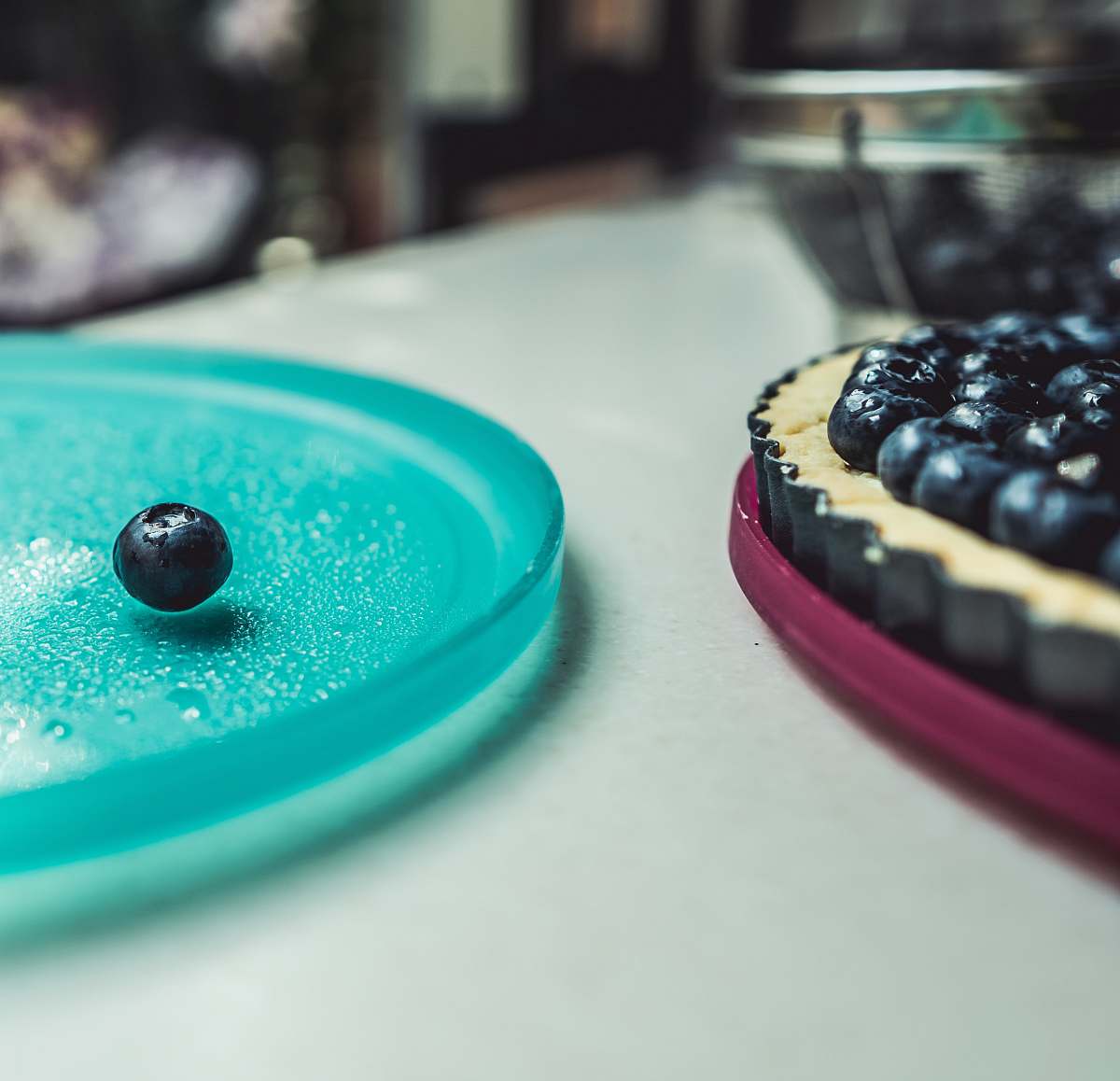 food blueberry on microwave plate blueberry
