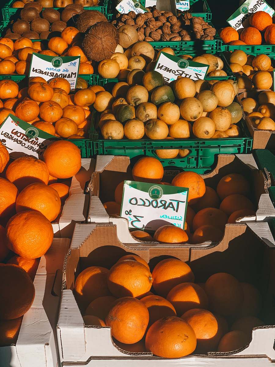 fruit orange fruits on black plastic crate citrus fruit