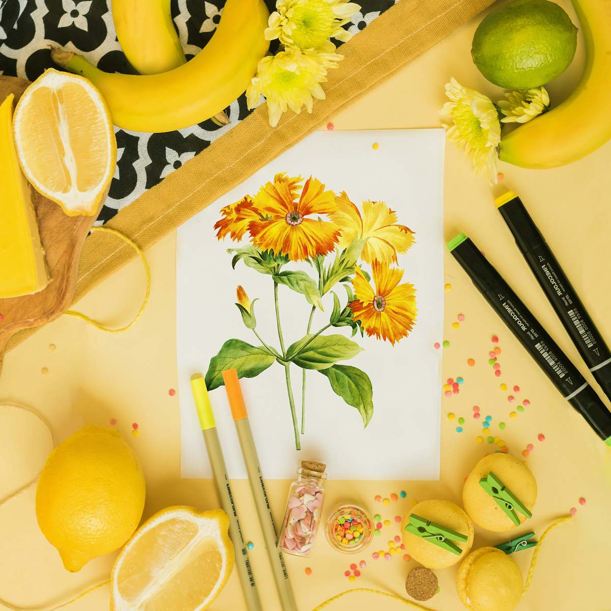 fruit yellow and green fruits on white table citrus fruit
