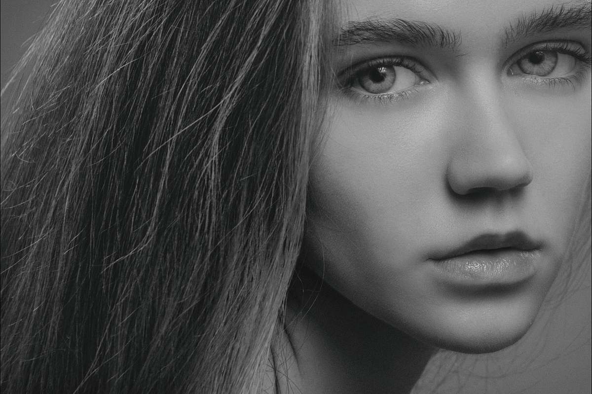 person grayscale photography of long-haired woman human
