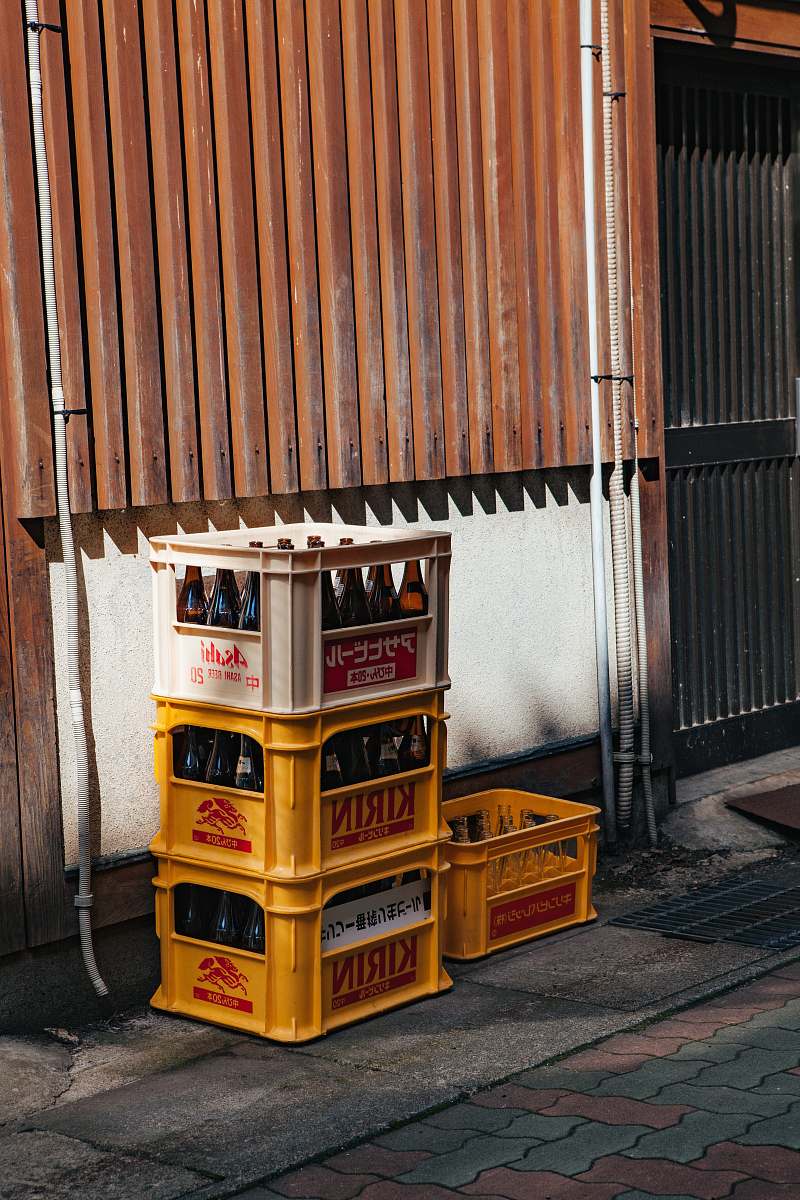 crate four plastic bottle crates brown
