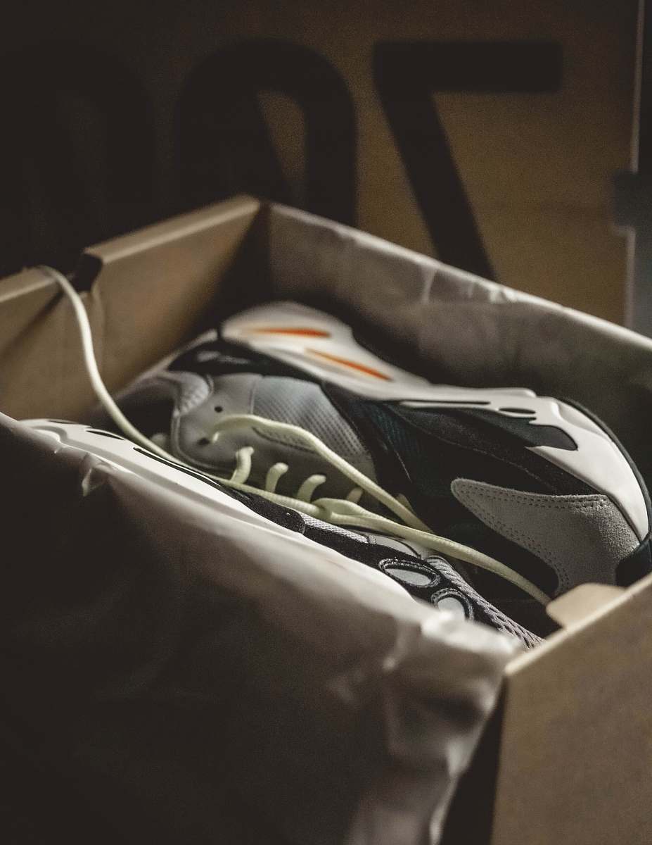 cardboard gray and black adidas Yeezy boost 700 sneaker carton