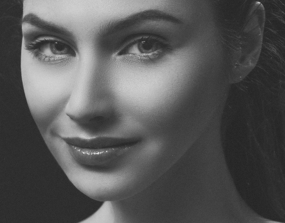 black-and-white woman's face face