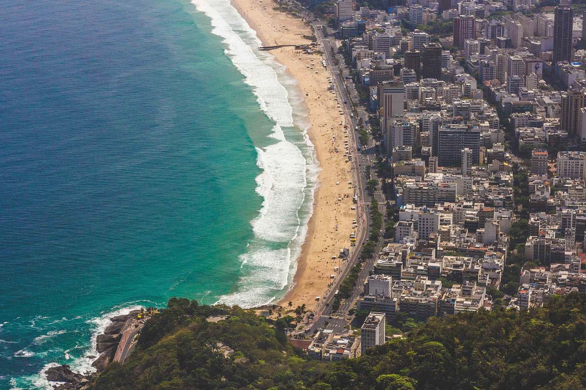 nature aerial view of city and seashore outdoors