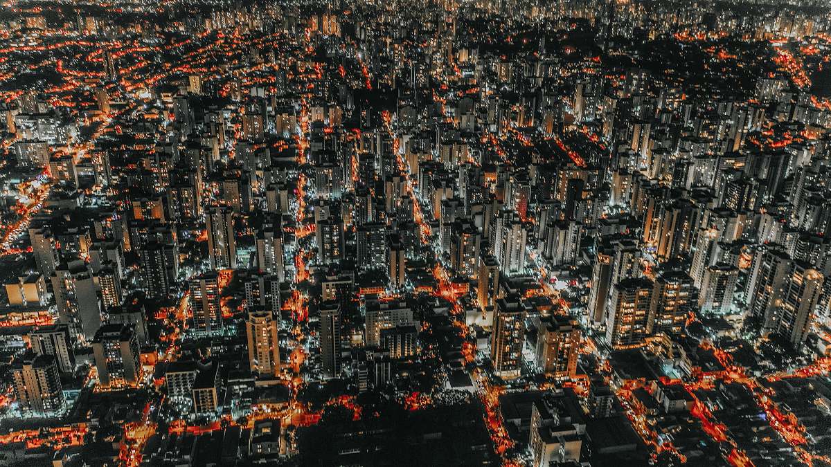 landscape aerial photography of city during nighttime outdoors