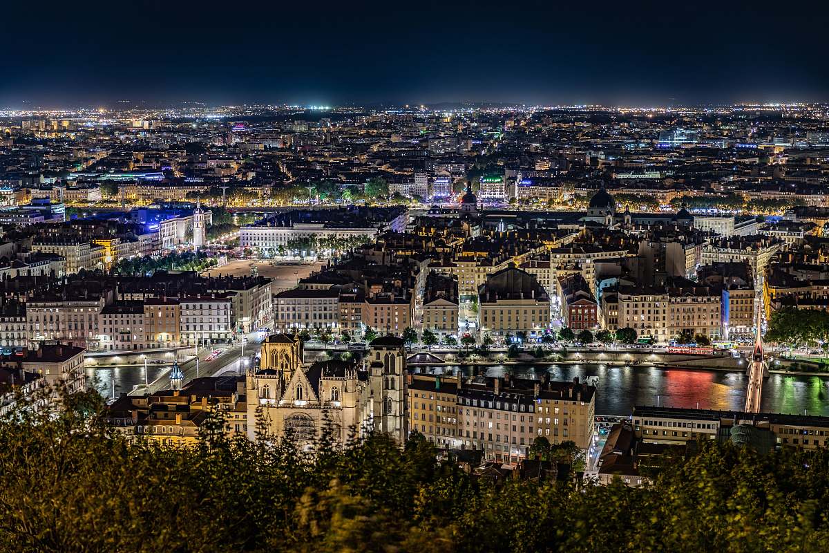 landscape city skyline view during night outdoors