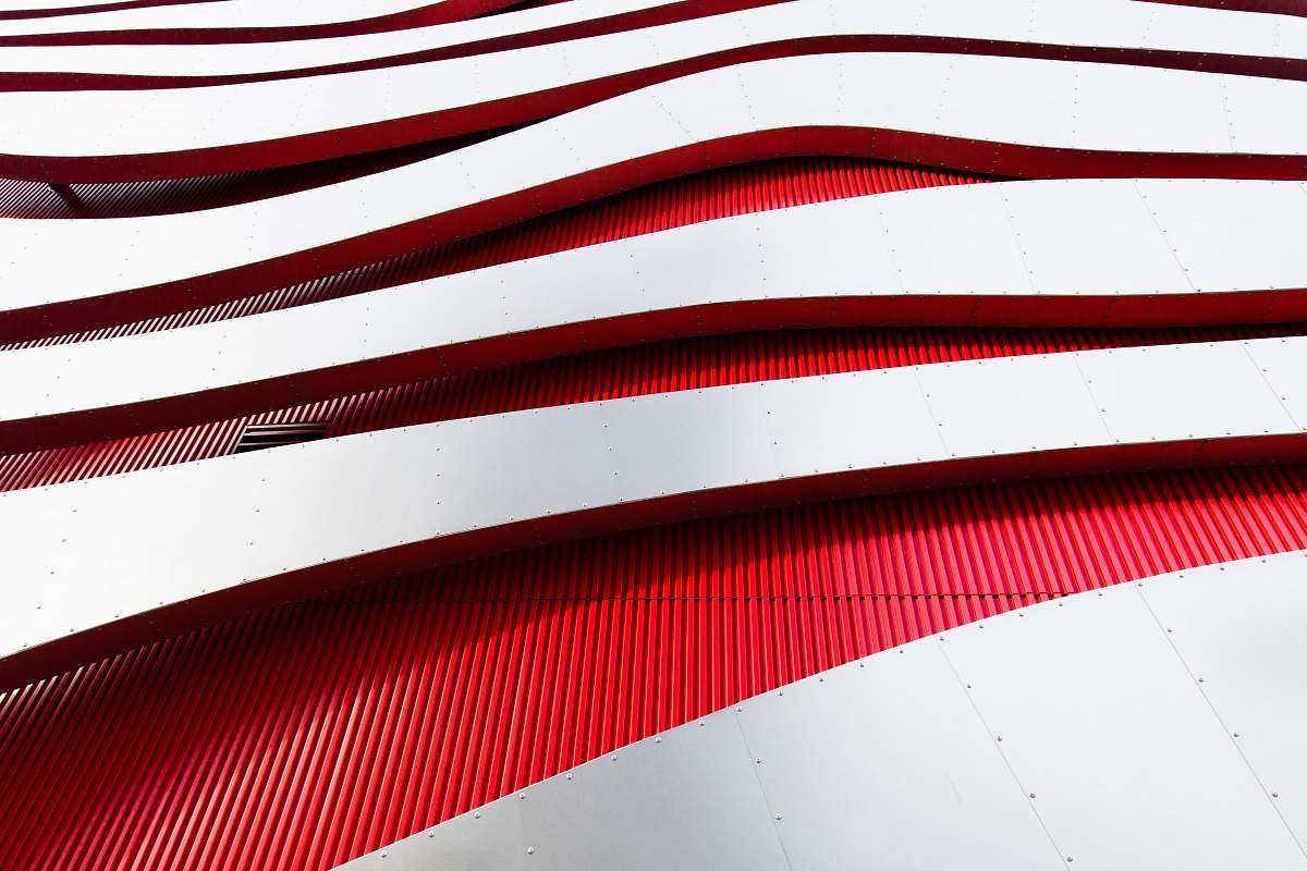 red white and red metal frame architecture