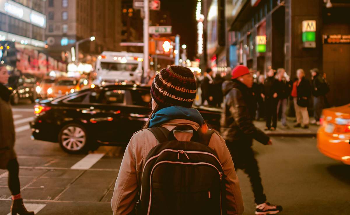 Person Woman Crossing Highway During Nighttime Car Image Free Photo