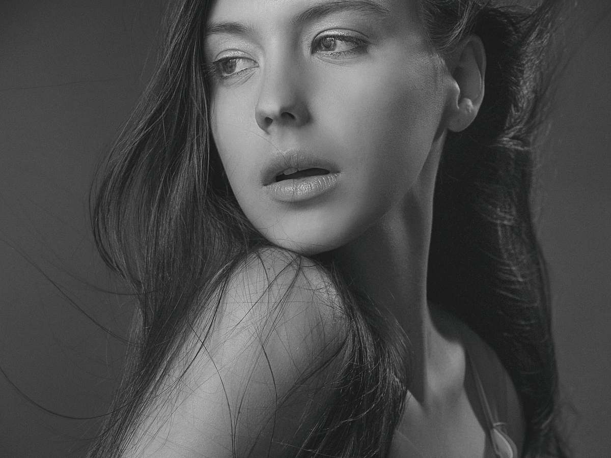 black-and-white woman's face face