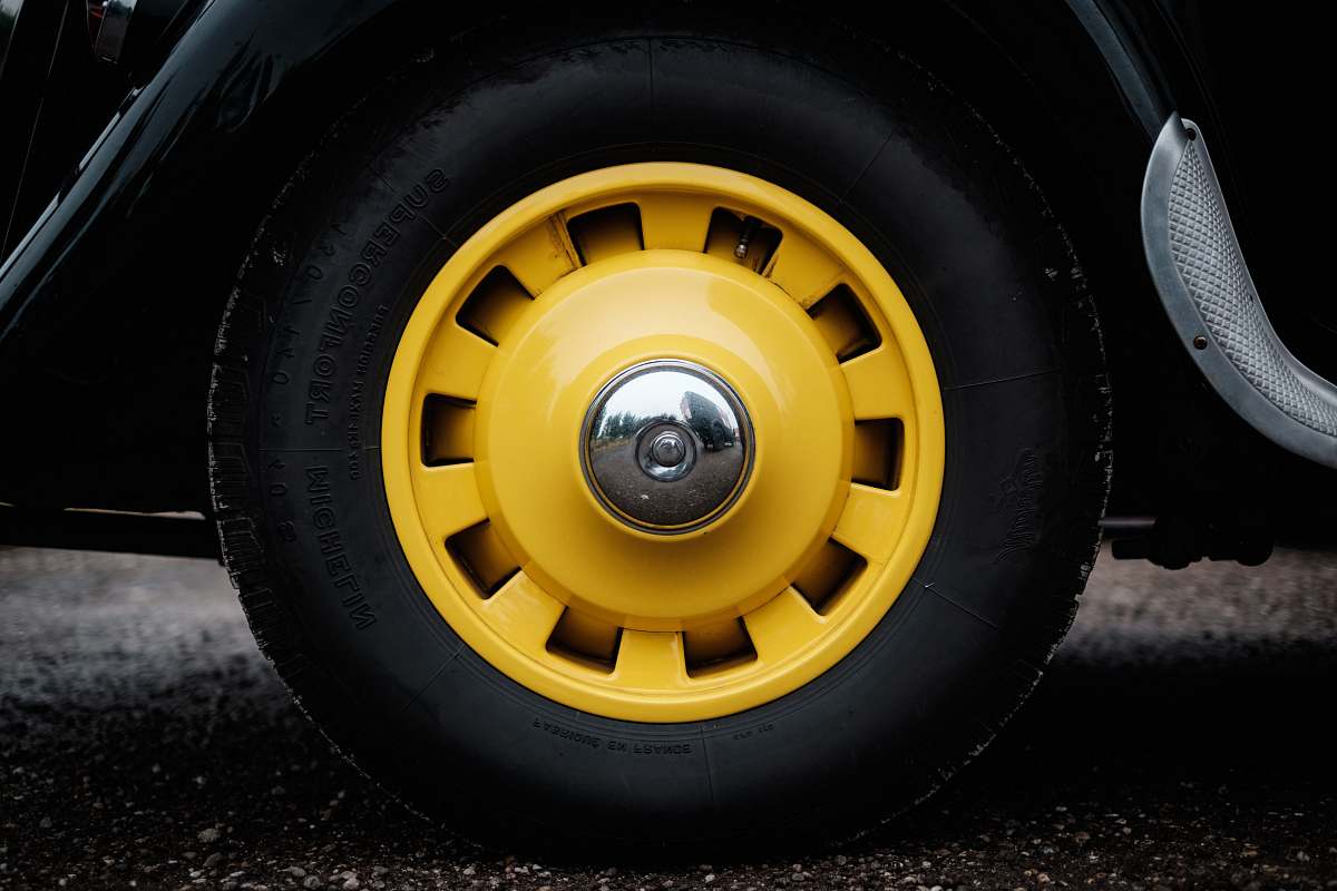 yellow yellow vehicle wheel with tire rims