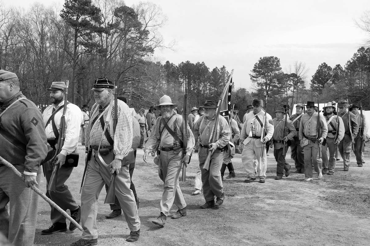clothing grayscale photo of soldiers black-and-white