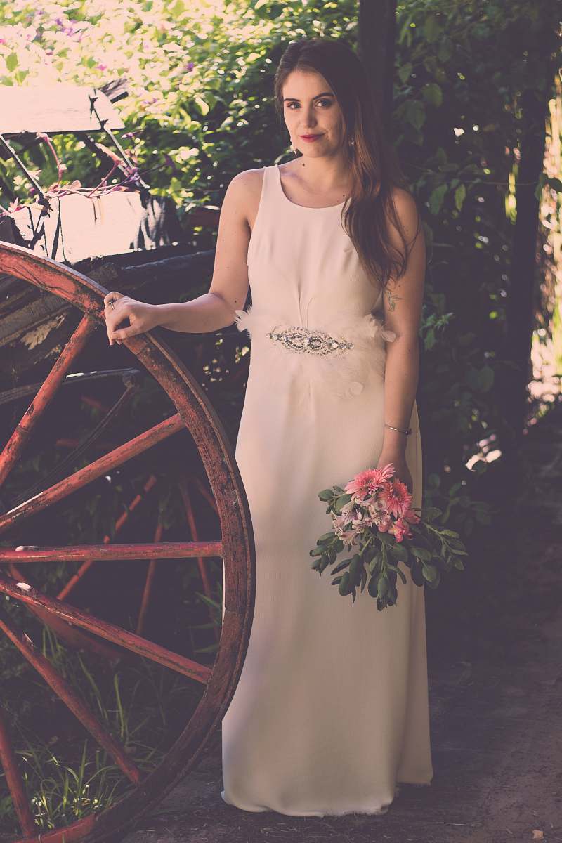 clothing woman standing near wheel evening dress