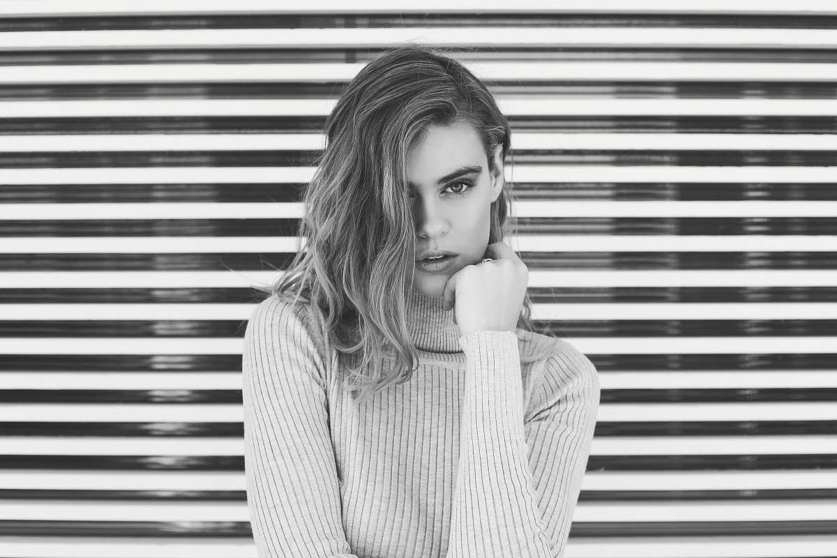 people grayscaled photo of woman portrait