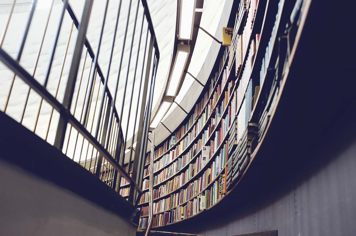 book architectural interior photo of library with books and shelf library