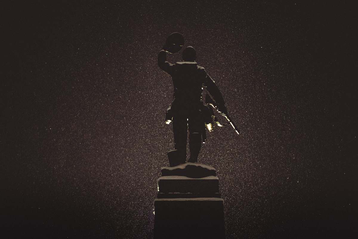 goderich silhouette of statue against black background statue