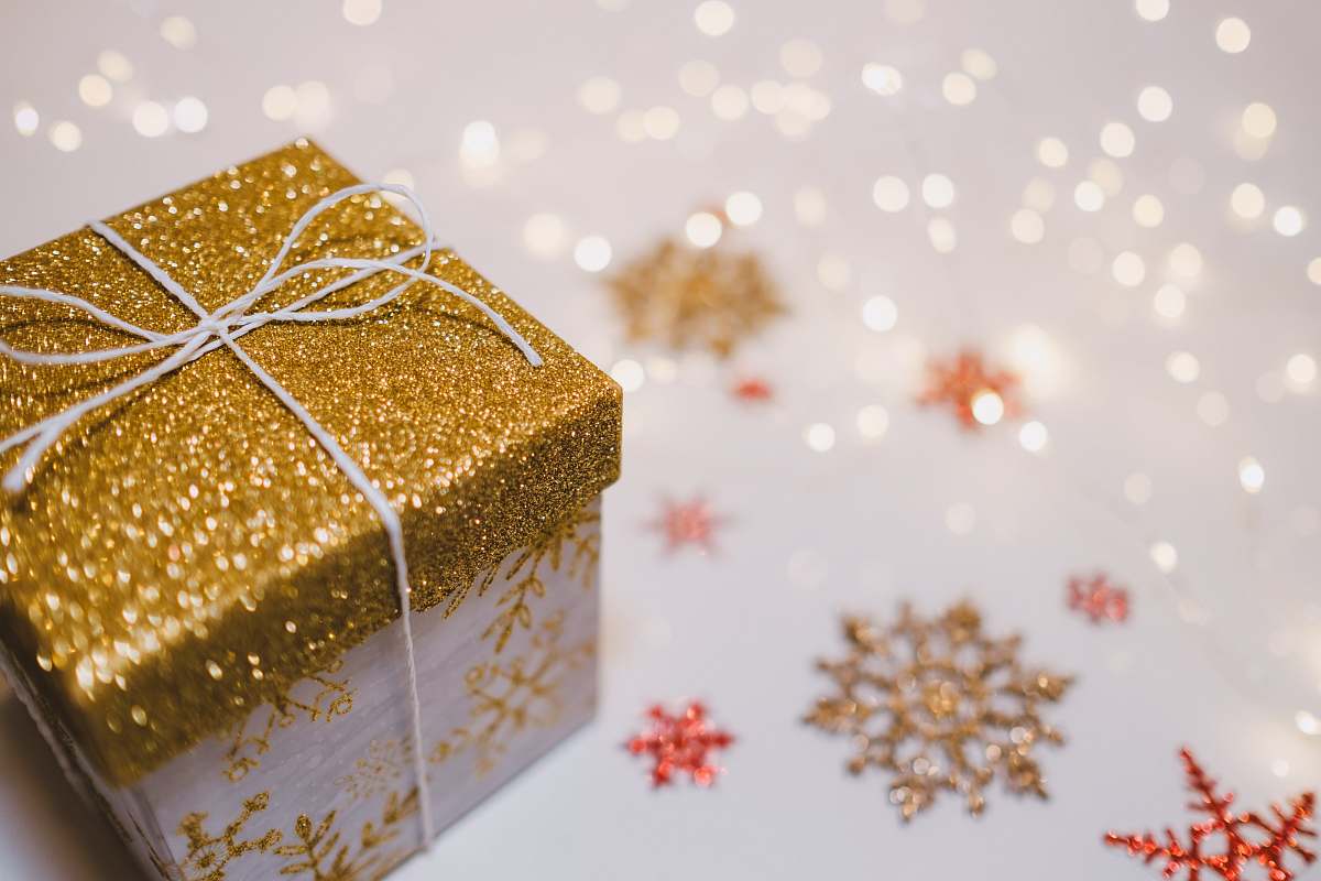 holiday square brown and white gift box gift