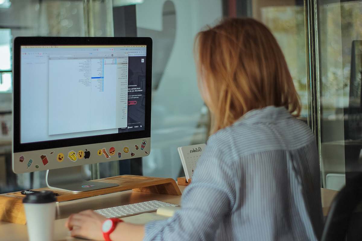 electronics woman using desktop computer monitor