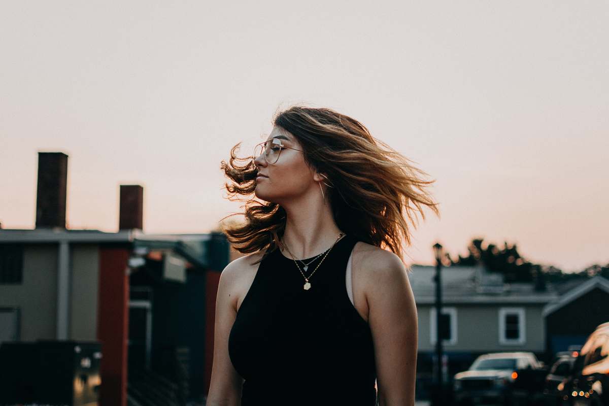 person woman waving hes hair human