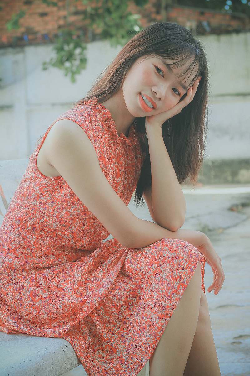 clothing women's red and white floral mini dress close-up photography evening dress