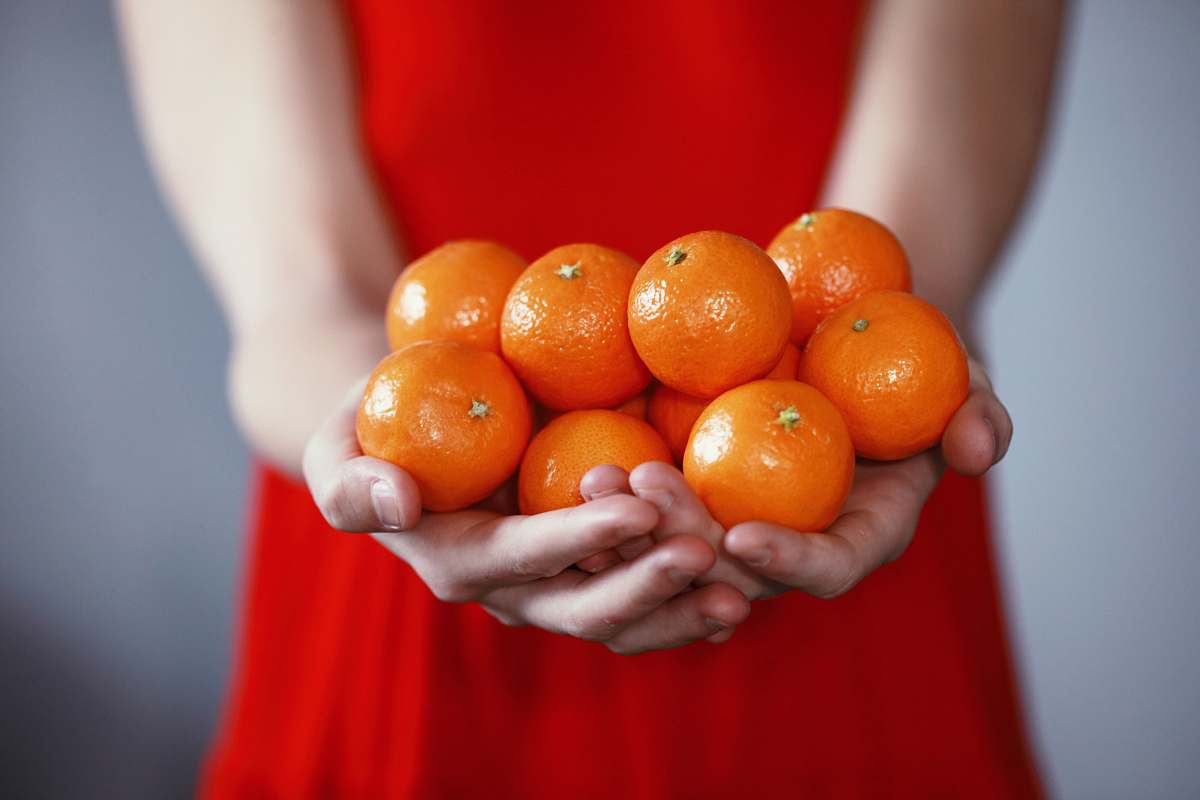 fruit person holding orange fruits orange