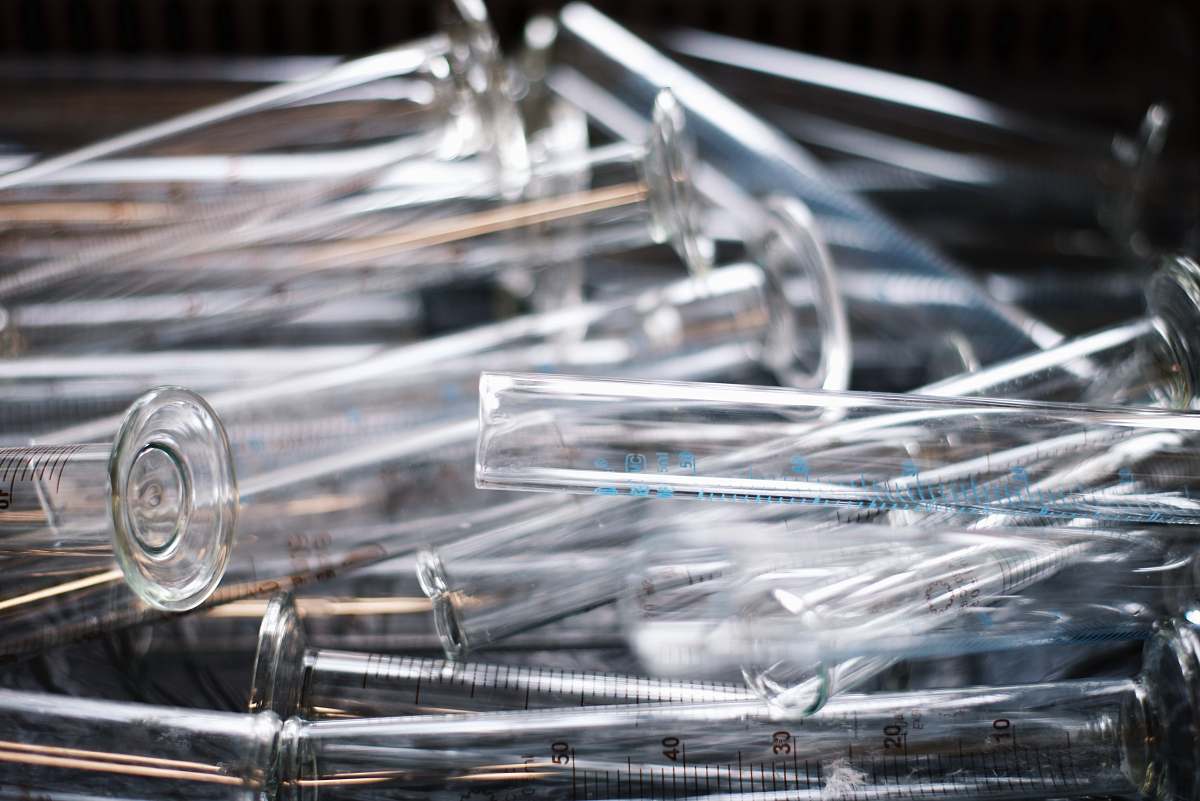 tube pile of clear measuring test tubes science