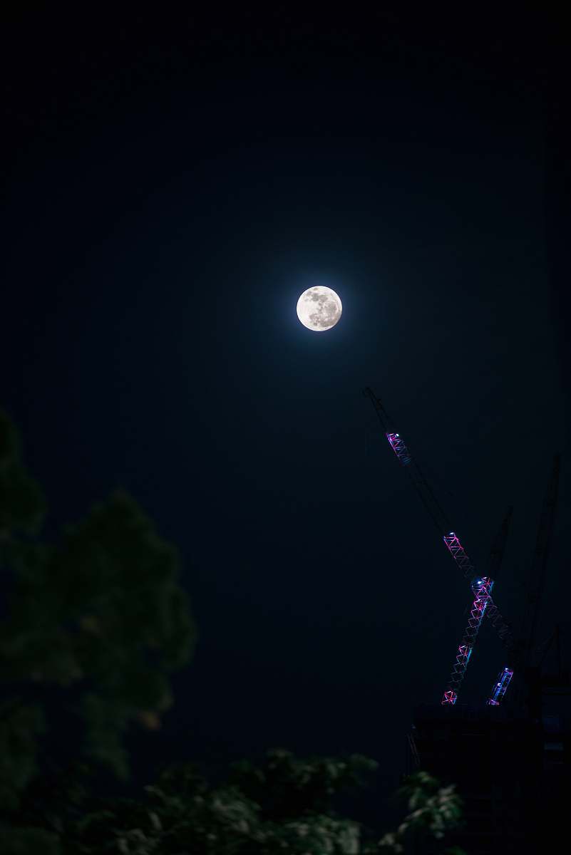 outdoors black and purple pendant lamp moon