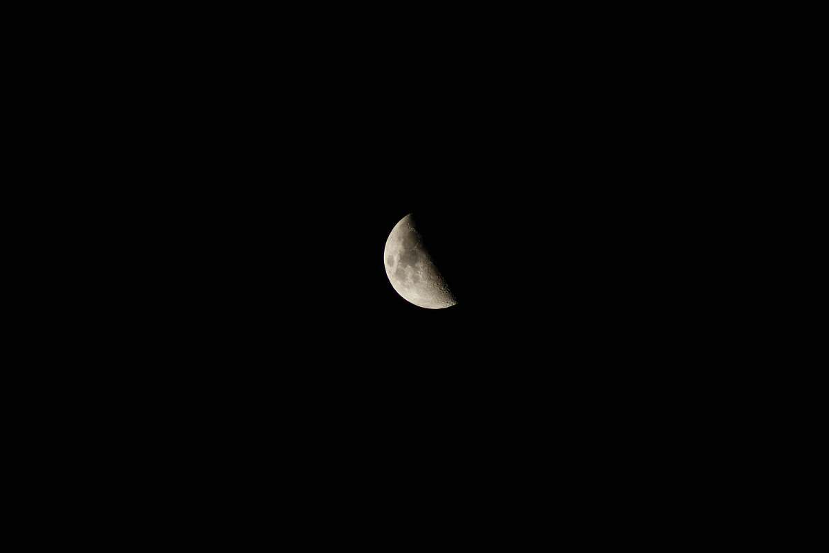 outdoors half moon at night astronomy