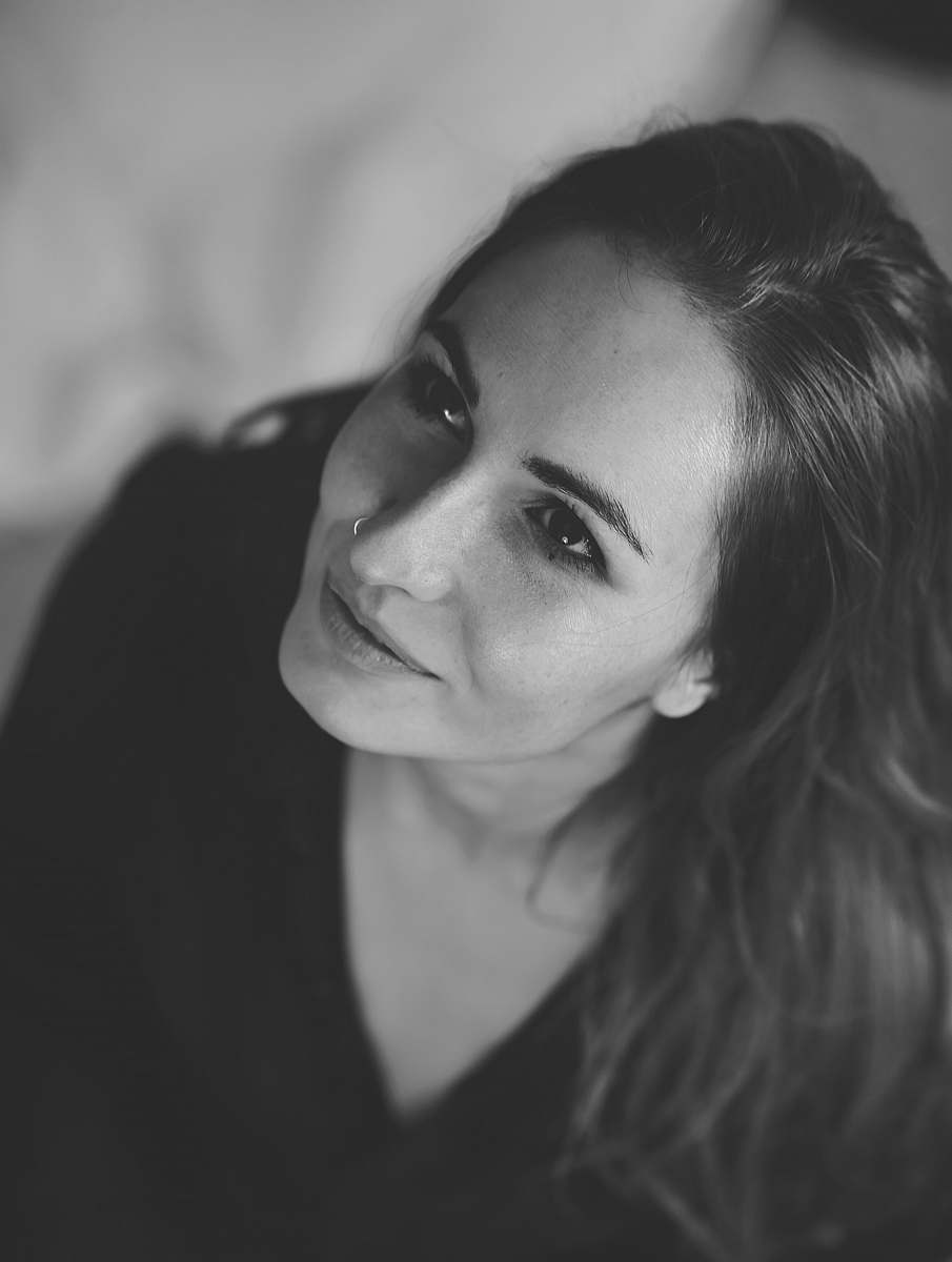 face grayscale photography of woman black-and-white