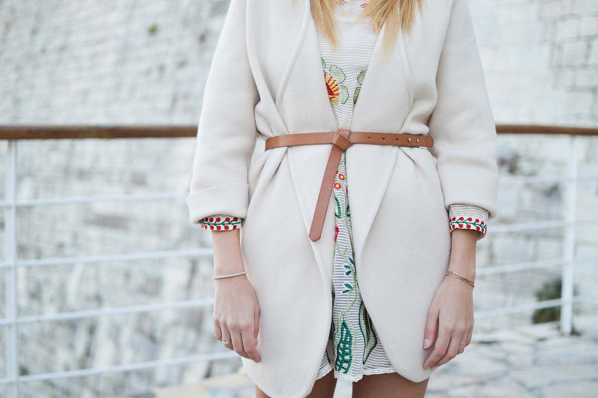 fashion woman in white coat female