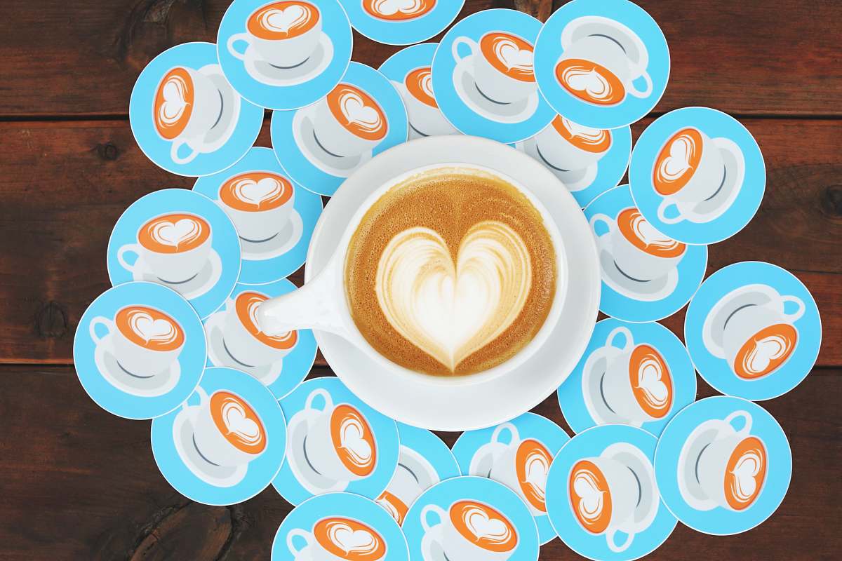 saucer cappuccino on white mug sticker