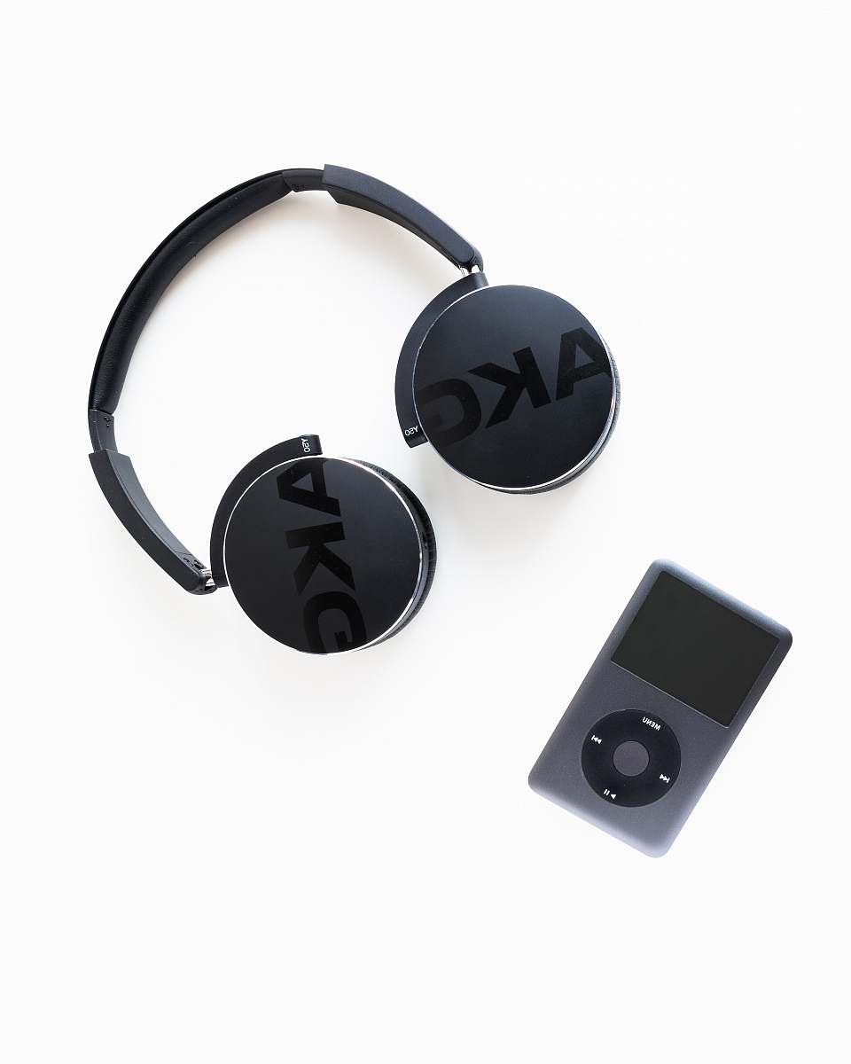 ipod black AKG wireless headphones music