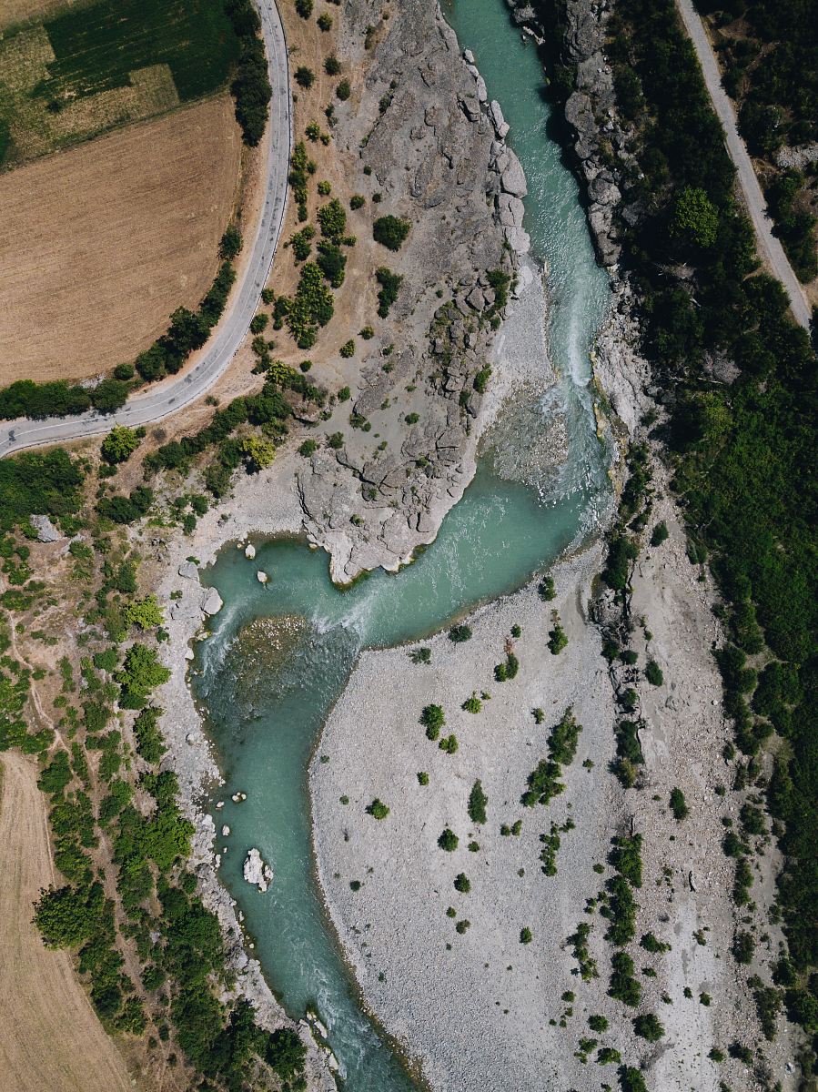 aerial photo of winding river