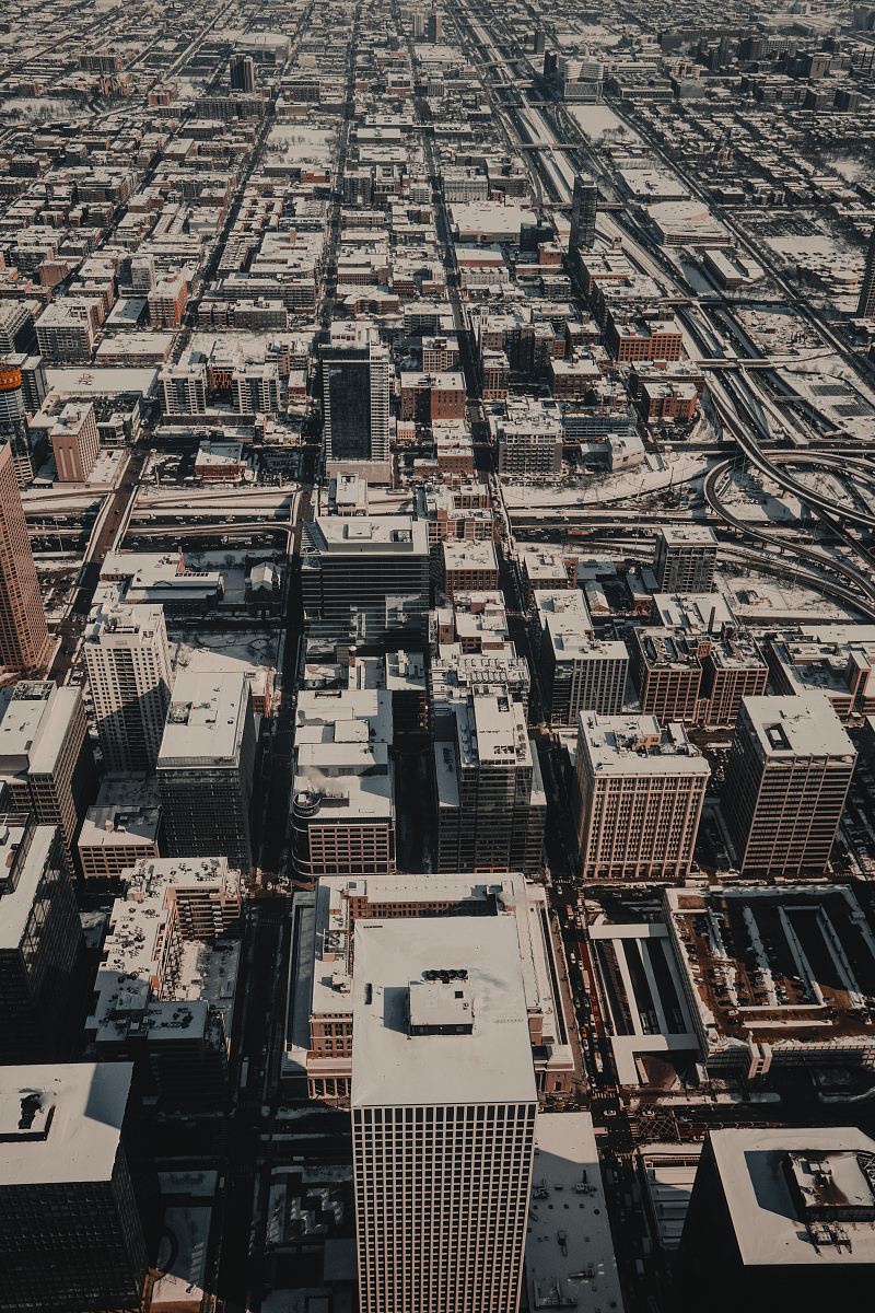 aerial photograph of city structures