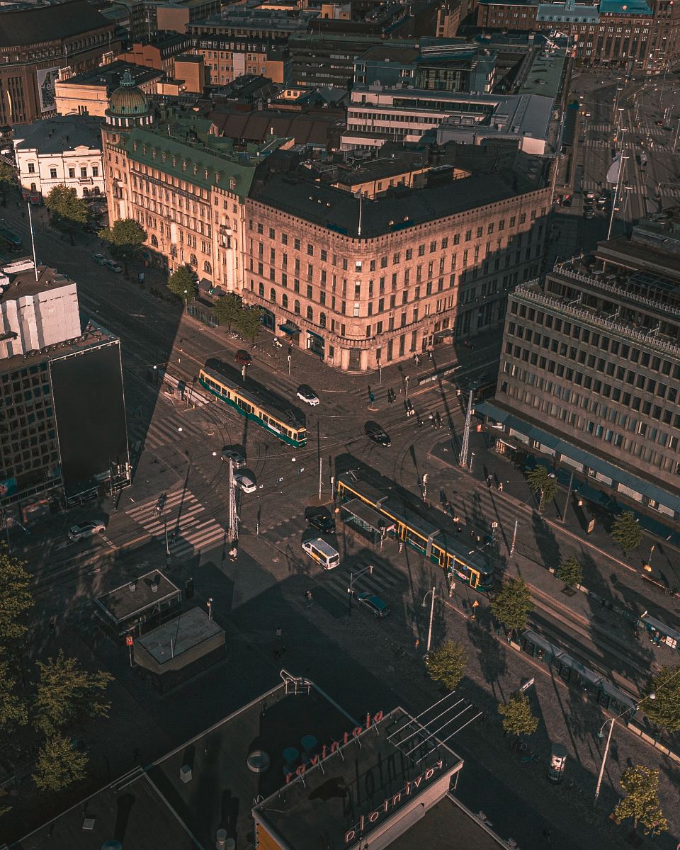aerial photography city buildings