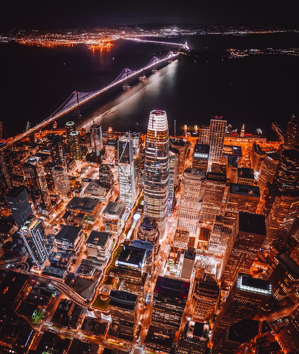 aerial photography of lighted city buildings