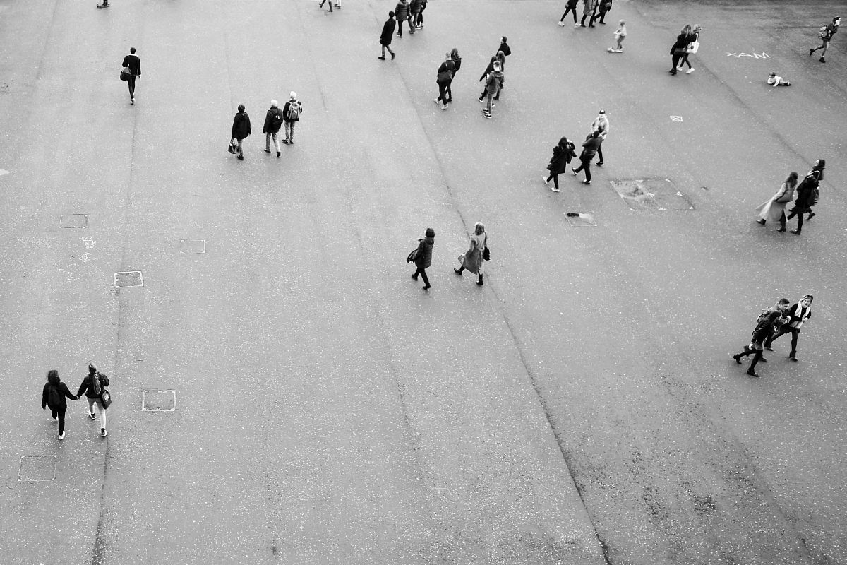 aerial photography of people on open area