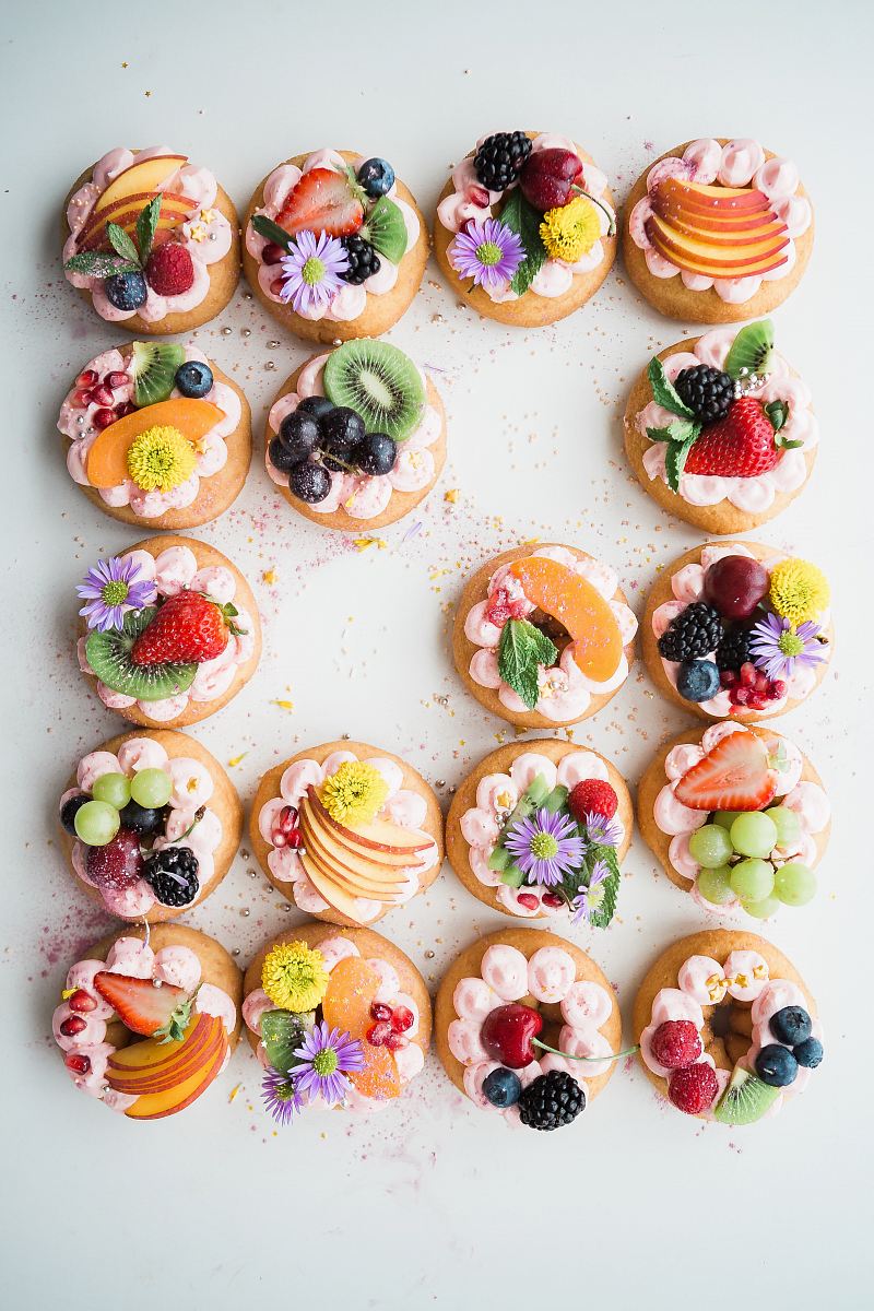 assorted donuts top of white area