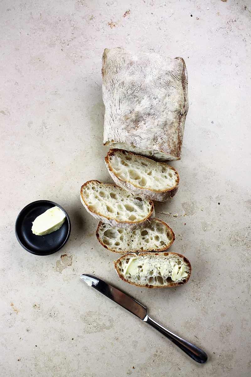 bread slices beside knife