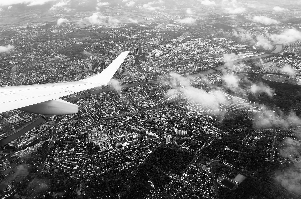 grayscale and aerial photography of rural area
