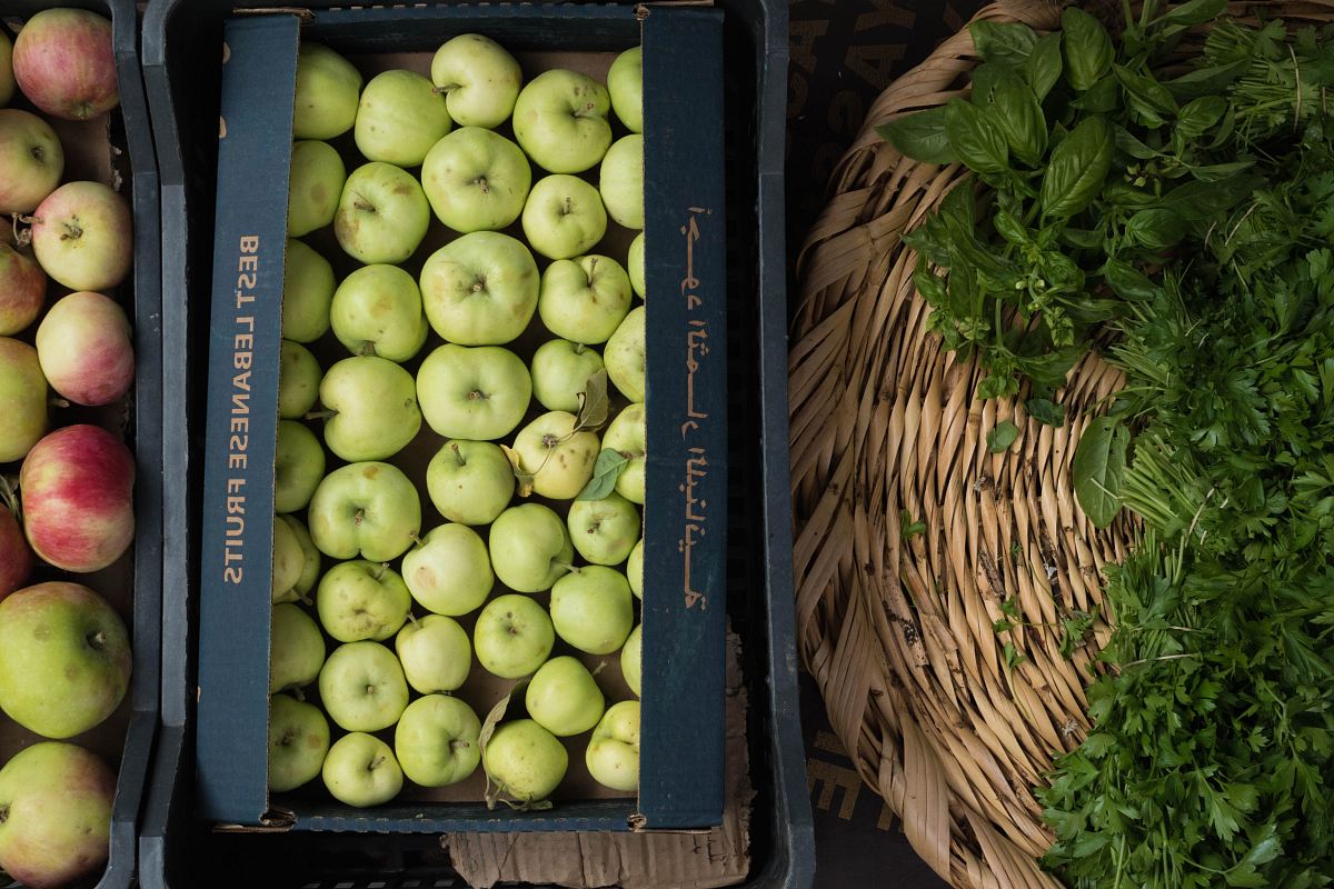 green fruit lot in box